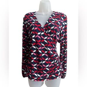 Boden Jersey Wrapped Long Sleeve Blouse Size 8